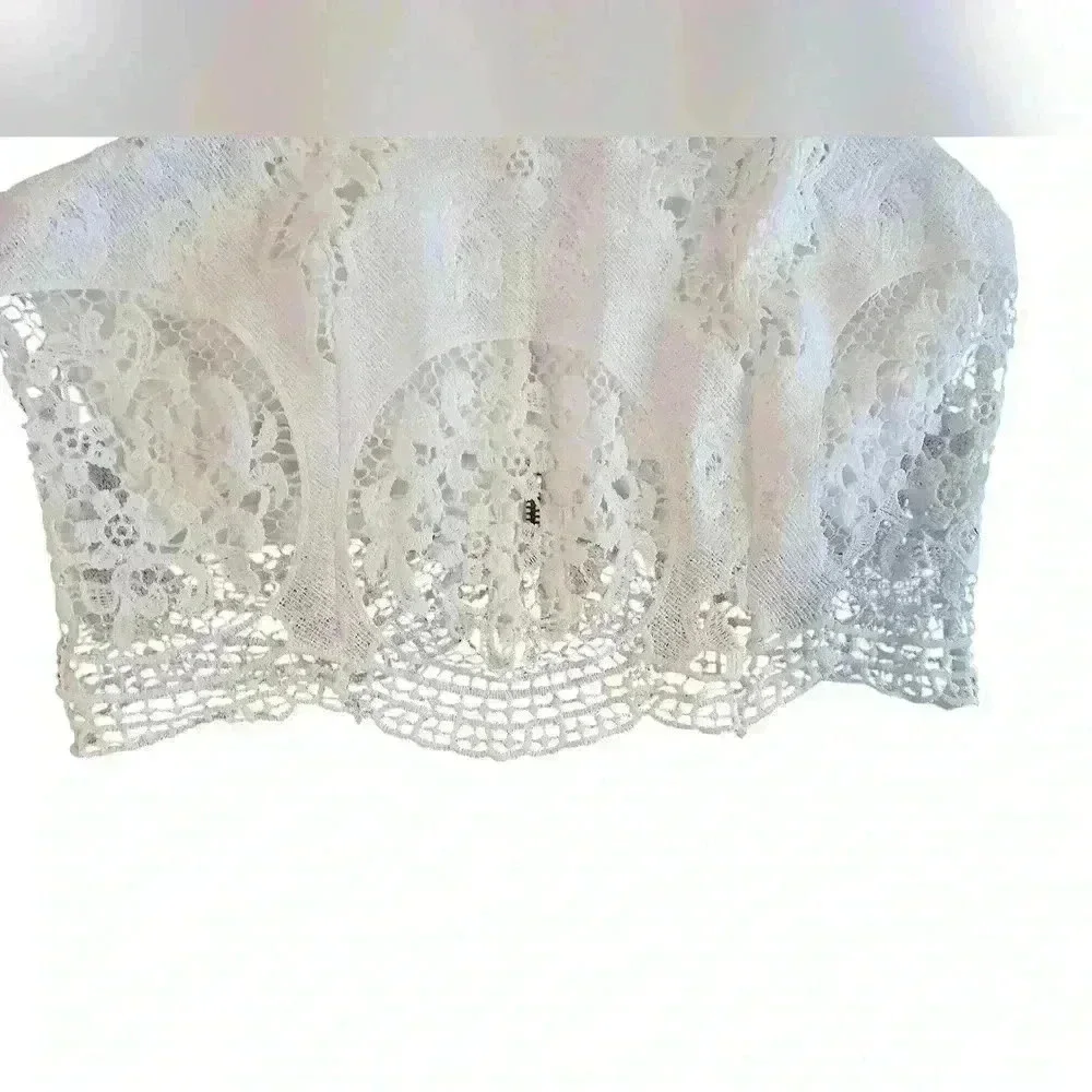 L'atiste by Amy Lace Crochet Crop Top Boho Fairy Size M Zipper - Picture 6 of 7